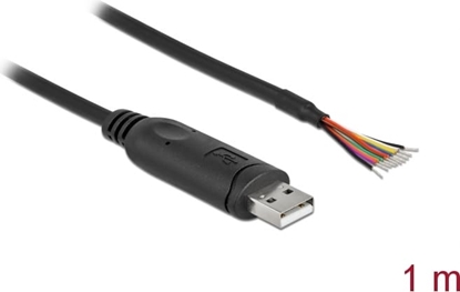 Attēls no Delock Adapter cable USB 2.0 Type-A to Serial RS-232 with 9 open wires + Shielding 0.5 m