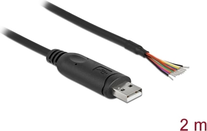 Attēls no Delock Adapter cable USB 2.0 Type-A to Serial RS-232 with 9 open wires + Shielding 2 m