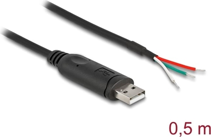 Attēls no Delock Adapter Cable USB 2.0 Type-A to Serial RS-485 with 3 x open wire ends 0.5 m