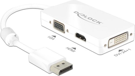 Picture of Delock Adapter DisplayPort 1.1 male > VGA / HDMI / DVI female Passive white