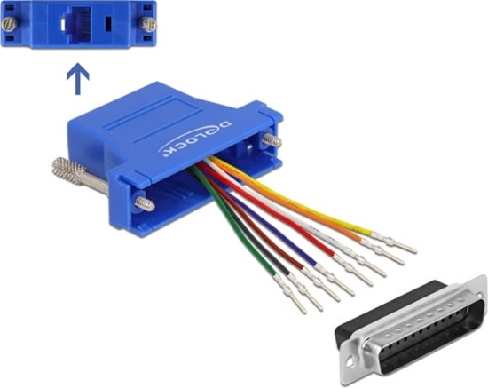 Picture of Delock Adapter D-Sub 25 pin male to RJ45 female Assembly Kit blue