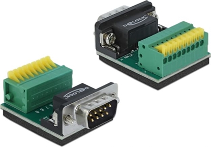 Attēls no Delock Adapter D-Sub 9 pin male to Terminal Block 9 pin with Push Button