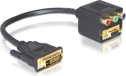 Attēls no Delock Adapter DVI 24+5 male to VGA + 3 x RCA female