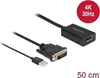 Picture of Delock Adapter DVI male to DisplayPort 1.2 female black 4K with HDR function 50 cm