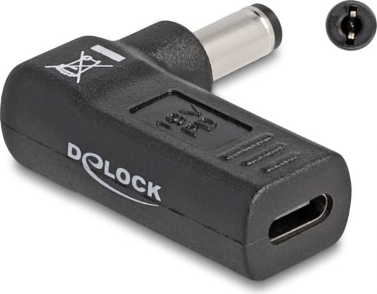 Picture of Delock Adapter for Laptop Charging Cable USB Type-C™ female to 5.5 x 2.1 mm male 90° angled