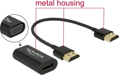 Attēls no Delock Adapter HDMI-A male > VGA female Metal Housing with 15 cm cable