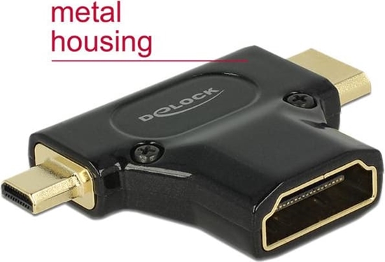 Picture of Delock Adapter High Speed HDMI with Ethernet – HDMI-A female > HDMI Mini-C male + Micro-D male black