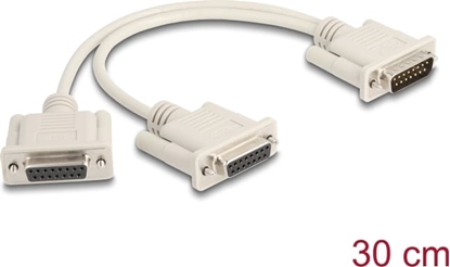 Picture of Delock Adapter Y-Cable Splitter D-Sub 15 pin male to 2 x D-Sub 15 pin female with screws 30 cm