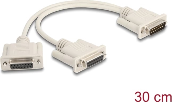 Picture of Delock Adapter Y-Cable Splitter D-Sub 15 pin male to 2 x D-Sub 15 pin female with screws 30 cm