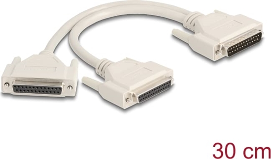 Picture of Delock Adapter Y-Cable Splitter D-Sub 25 pin male to 2 x D-Sub 25 pin female with screws 30 cm