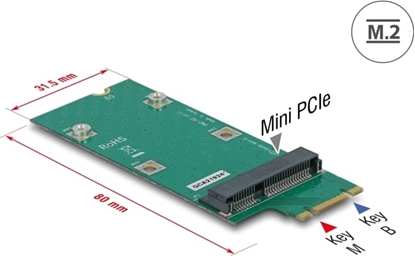 Изображение Delock Adapter M.2 Key B+M to Mini PCIe slot (PCIe / USB)