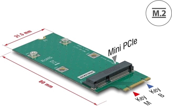Изображение Delock Adapter M.2 Key B+M to Mini PCIe slot (PCIe / USB)