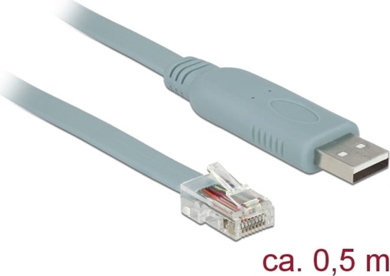 Picture of Delock Adapter USB 2.0 Type-A male > 1 x Serial RS-232 RJ45 male 0.5 m grey