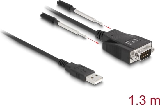 Picture of Delock Adapter USB 2.0 Type-A male to 1 x Serial RS-232 D-Sub 9 male with screws and nuts ESD protection