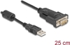 Изображение Delock Adapter USB 2.0 Type-A to 1 x Serial RS-232 D-Sub 9 pin male with ferrite core 0.25 m