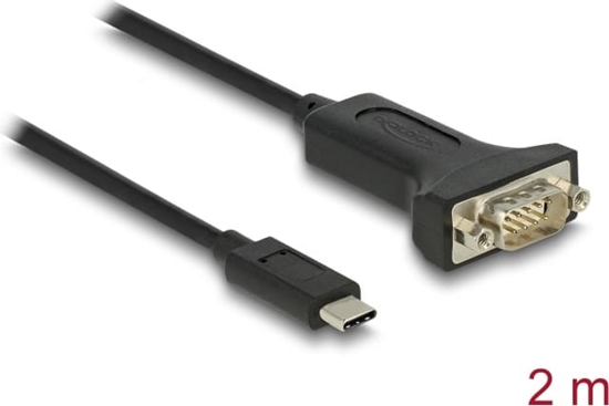 Picture of Delock Adapter USB Type-C™ to 1 x Serial RS-232 D-Sub 9 pin male with nuts 2 m