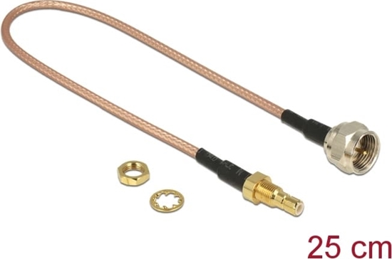 Picture of Delock Antenna cable F plug > SMB jack Bulkhead RG-316 25 cm