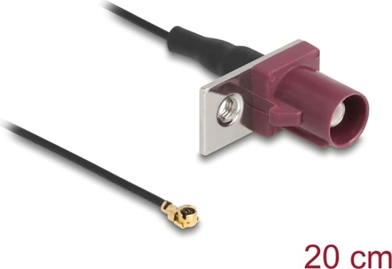 Picture of Delock Antenna Cable FAKRA D plug to MHF® I plug 1.13 - 20 cm 1 prepunched hole