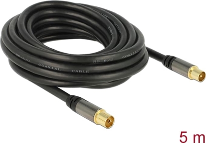 Picture of Delock Antenna Cable IEC Plug > IEC Jack RG-6/U 5 m black