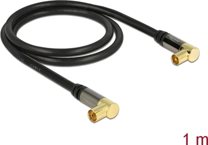 Picture of Delock Antenna Cable IEC Plug Angled > IEC Jack Angled RG-6/U 1 m black