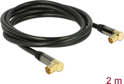 Picture of Delock Antenna Cable IEC Plug Angled > IEC Jack Angled RG-6/U 2 m black
