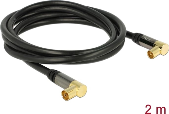 Picture of Delock Antenna Cable IEC Plug Angled > IEC Jack Angled RG-6/U 2 m black