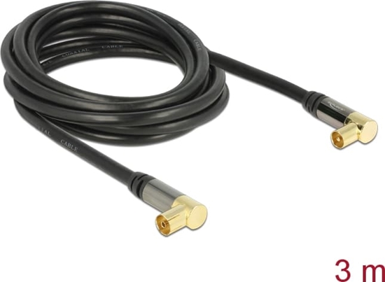 Picture of Delock Antenna Cable IEC Plug Angled > IEC Jack Angled RG-6/U 3 m black