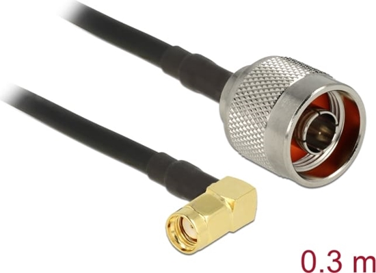 Picture of Delock Antenna cable N Plug > RP-SMA Plug 90° CFD200 0.3 m low loss