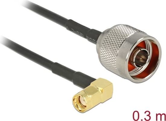 Picture of Delock Antenna cable N Plug > RP-SMA Plug 90° RG-174 0.3 m