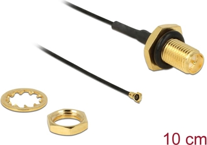 Picture of Delock Antenna Cable RP-SMA jack bulkhead to I-PEX Inc., MHF® 4 plug 0.81 10 cm thread length 9 mm splash proof