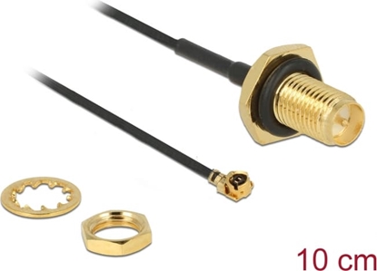 Picture of Delock Antenna Cable RP-SMA jack bulkhead to I-PEX Inc., MHF® I plug 1.13 10 cm thread length 9 mm splash proof