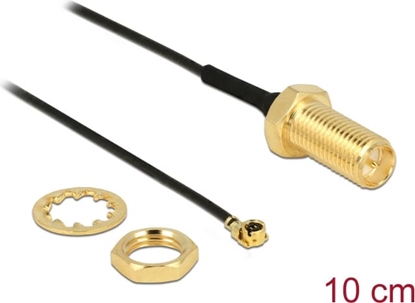 Picture of Delock Antenna Cable RP-SMA jack bulkhead to I-PEX Inc., MHF® I plug 1.13 10.0 cm thread length 10 mm