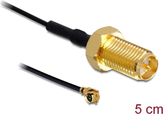 Picture of Delock Antenna Cable RP-SMA jack bulkhead to I-PEX Inc., MHF® I plug 1.13 5 cm thread length 10 mm