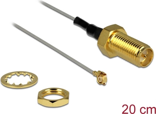 Picture of Delock Antenna Cable RP-SMA jack bulkhead to I-PEX Inc., MHF® III plug 0.81 20 cm thread length 10 mm