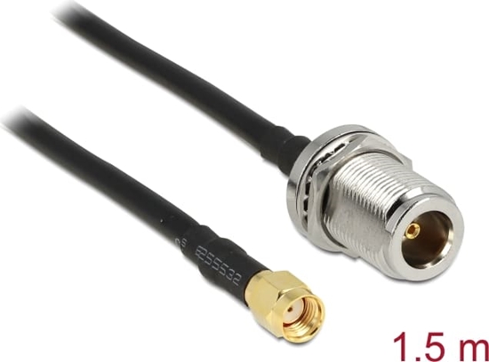 Picture of Delock Antenna Cable RP-SMA Plug > N Jack Bulkhead 1.5 m