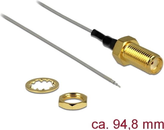Picture of Delock Antenna Cable SMA jack bulkhead > open end tinned 1.37 94.8 mm, thread length 10 mm