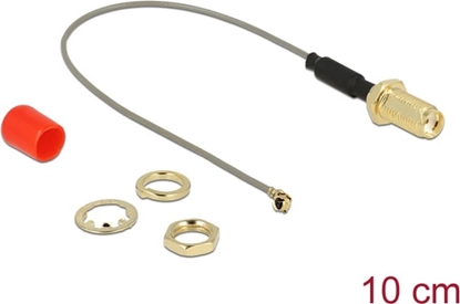 Изображение Delock Antenna Cable SMA jack bulkhead ferrite core to I-PEX Inc., MHF® I plug 1.13 10 cm thread length 10 mm