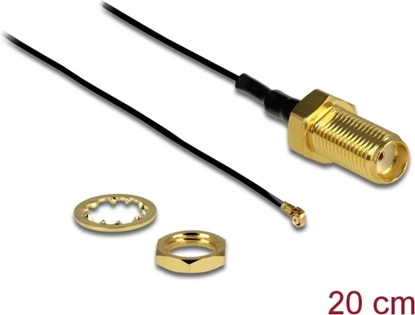 Picture of Delock Antenna Cable SMA jack bulkhead to I-PEX Inc., MHF® 4 plug 0.81 20 cm thread length 10 mm