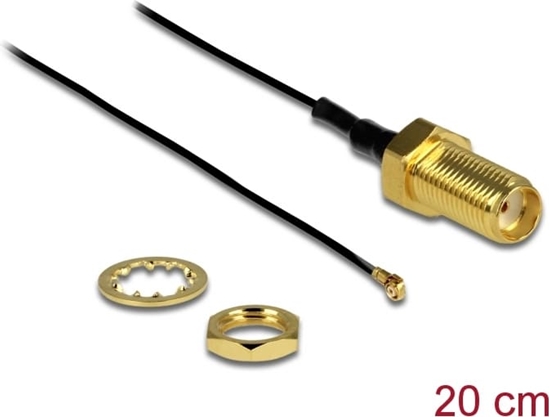 Picture of Delock Antenna Cable SMA jack bulkhead to I-PEX Inc., MHF® 4 plug 0.81 20 cm thread length 10 mm
