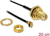 Picture of Delock Antenna Cable SMA jack bulkhead to I-PEX Inc., MHF® I plug 1.13 20 cm thread length 10 mm splash proof