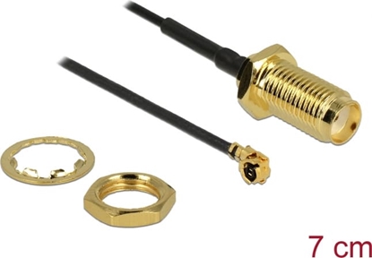 Picture of Delock Antenna Cable SMA jack bulkhead to I-PEX Inc., MHF® I plug 1.13 7 cm thread length 10 mm