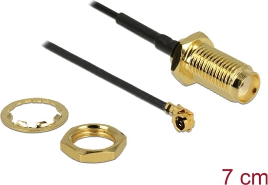 Picture of Delock Antenna Cable SMA jack bulkhead to I-PEX Inc., MHF® I plug 1.13 7 cm thread length 10 mm