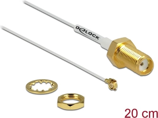 Picture of Delock Antenna Cable SMA jack bulkhead to I-PEX Inc., MHF® II plug 0.81 20 cm thread length 10 mm