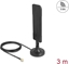 Picture of Delock Antenna WiFi 5.8 GHz RP-SMA plug 3 dBi omnidirectional with connection cable RG-174 3 m with tilt joint with magnetic base black