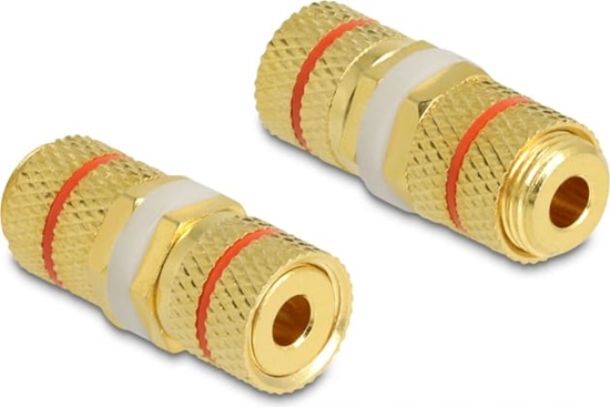 Picture of Delock Audio Adapter binding post to binding post for installation, red ring