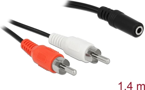 Picture of Delock Audio Cable 2 x RCA male to 1 x 3.5 mm 3 pin Stereo Jack 1.4 m