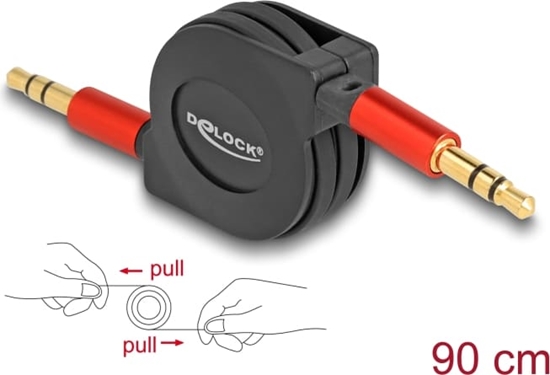 Picture of Delock Audio Retractable Cable 3.5 mm 3 Pin Stereo jack male to male 90 cm