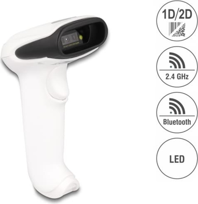 Picture of Delock Barcode Scanner 1D and 2D for 2.4 GHz, Bluetooth or USB - white
