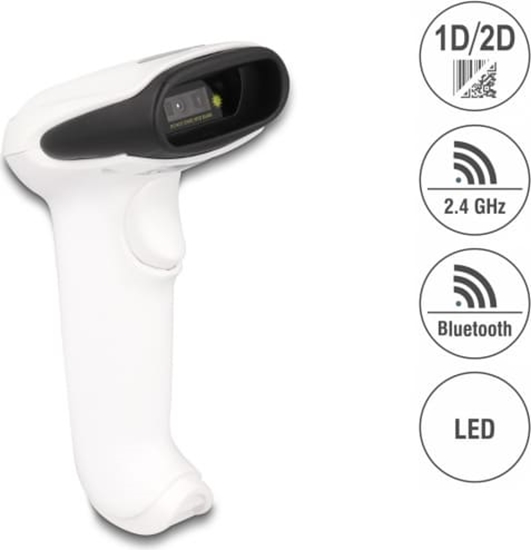 Picture of Delock Barcode Scanner 1D and 2D for 2.4 GHz, Bluetooth or USB - white
