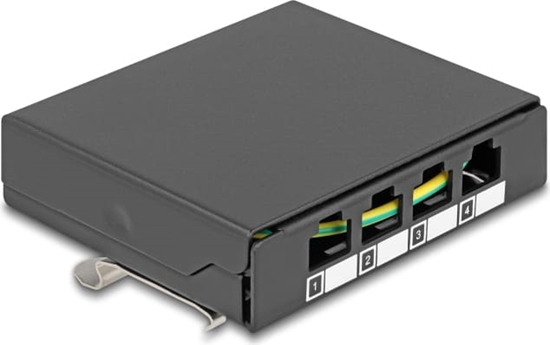 Picture of Delock Blank Panel 4 port for Keystone RJ-modules black - for mounting on a table, wall or DIN rail